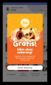 Tampilan awal app yummy